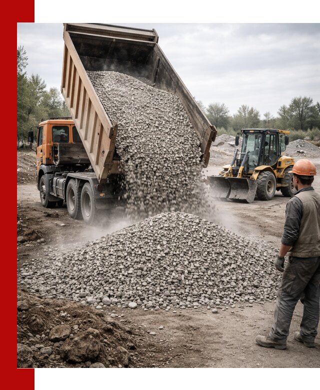 Доставка щебня в Каменске-Уральском крупными и мелкими фракциями