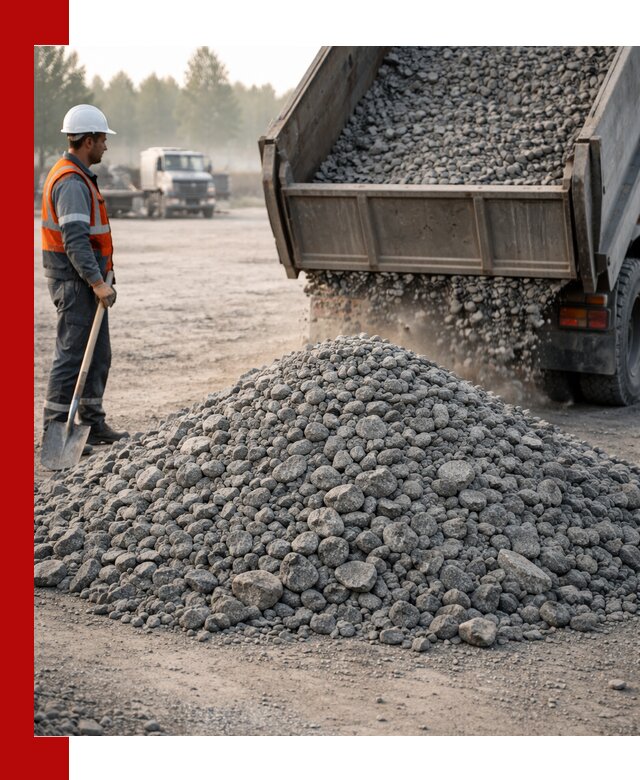 Гранитный щебень фракции 100–201 для строительства в Каменске-Уральском