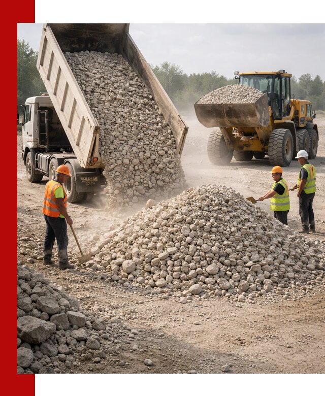 Доставка известнякового щебня фр. 40-70 в Каменске-Уральском