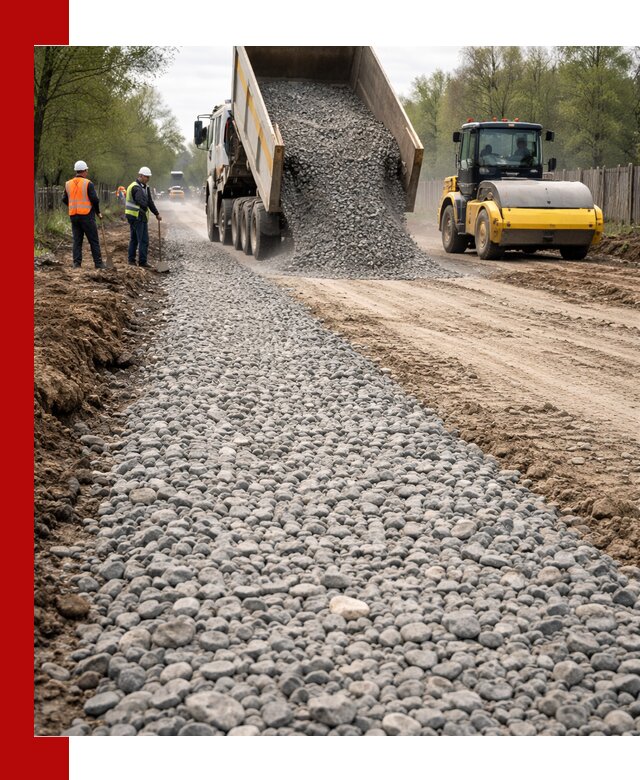 Доставка щебня для отсыпки дорог в Каменске-Уральском высокого качества