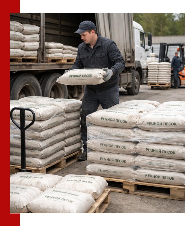 Речной песок в мешках с доставкой в Каменске-Уральском