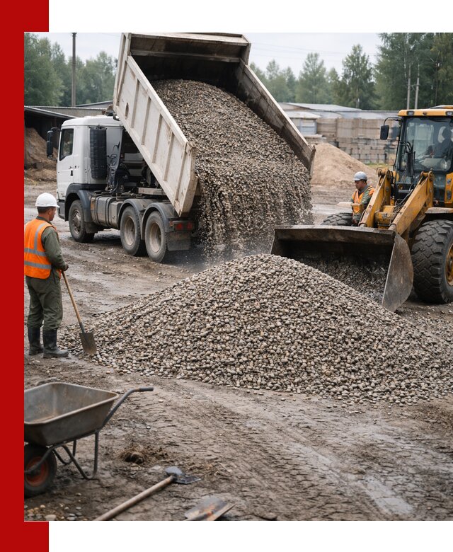 Мытый гравий с доставкой в Каменске-Уральском от карьера до участка