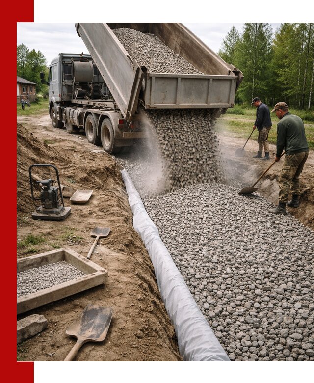 Гравий для дренажа с доставкой в Каменске-Уральском качественный и недорогой