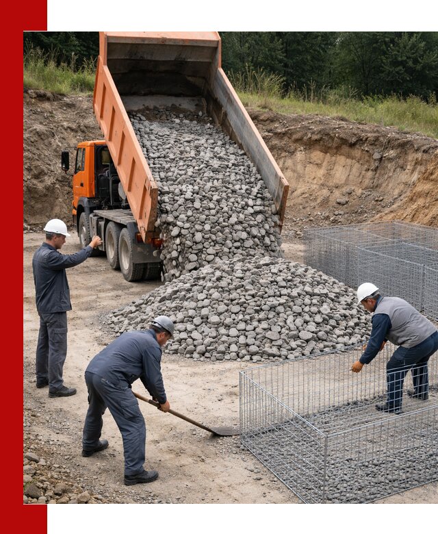 Камень для габионов с доставкой в Каменске-Уральском быстро и надёжно
