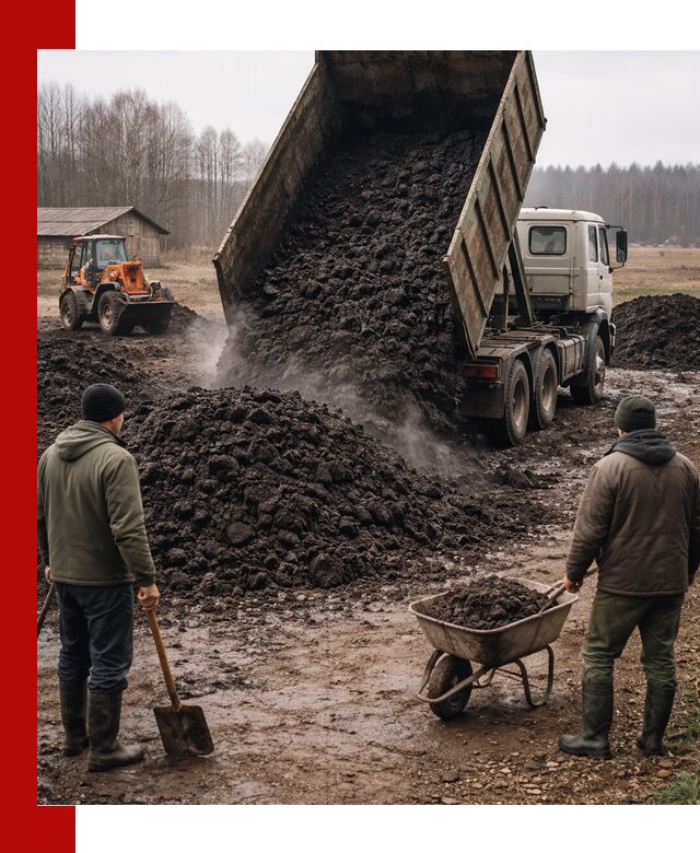 Доставка низинного торфа с разгрузкой и доставкой в Каменске-Уральском