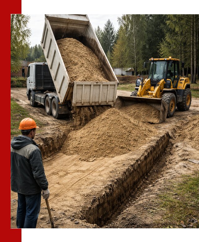 Доставка песчаного грунта в Каменске-Уральском для строительных работ