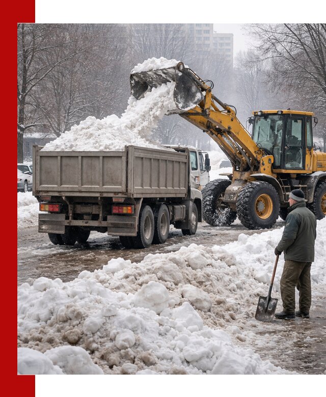 Вывоз снега грузовой техникой в Каменске-Уральском оперативно и чисто