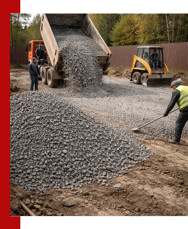 Отсыпка участка щебнем с доставкой и уплотнением в Каменске-Уральском